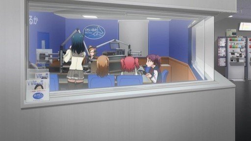 In front of the community radio station